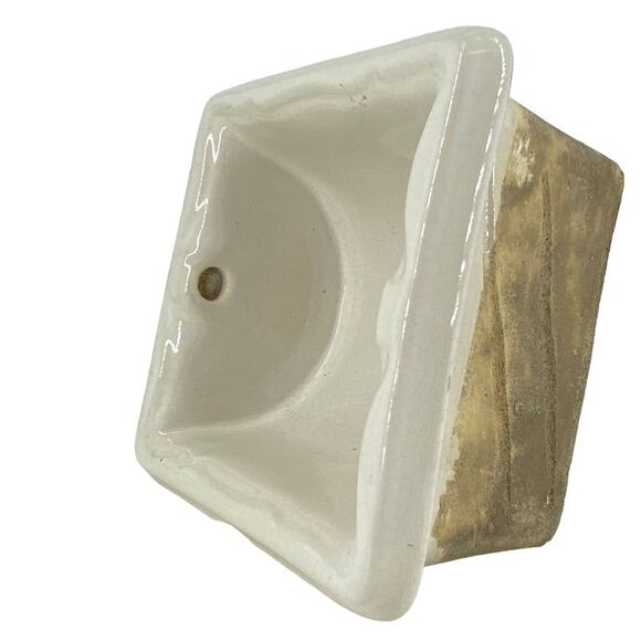 Vintage Ceramic Inset Toilet Paper Holder Rectangular Flawed Antique Art Deco - Picture 3 of 15